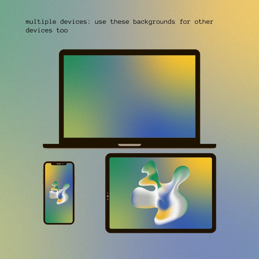 gradient background and abstract gradient background displayed on laptop, mobile, and tablet. text reads 