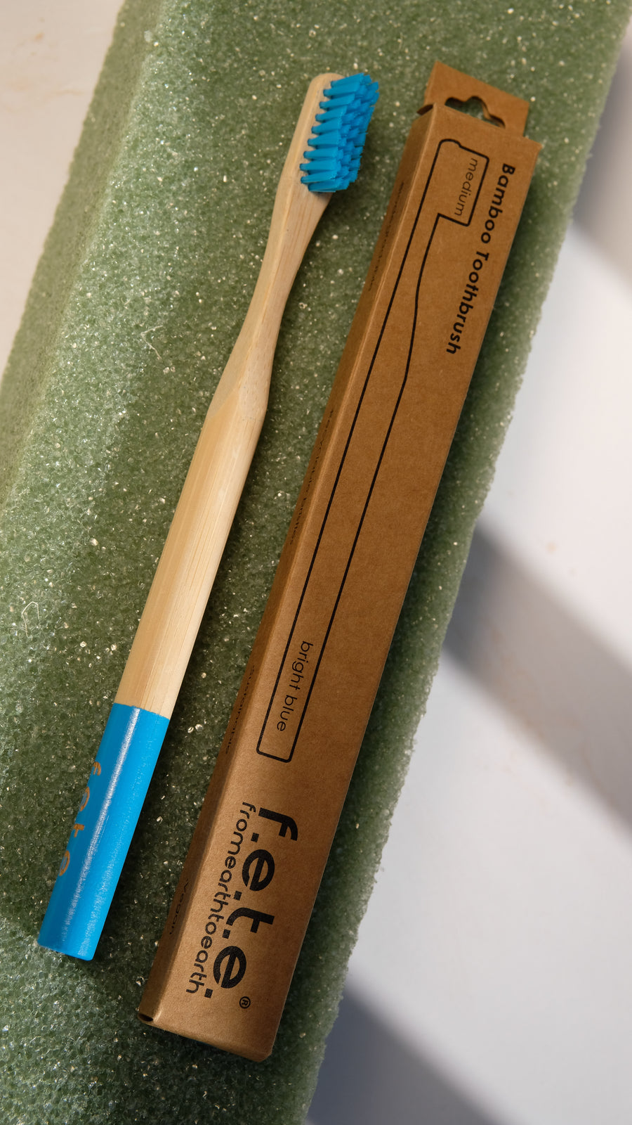 F.E.T.E. Medium Bamboo Toothbrush in Bright Blue