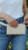 Convertible Wallet in White Sand Raffia by HFS Collective
