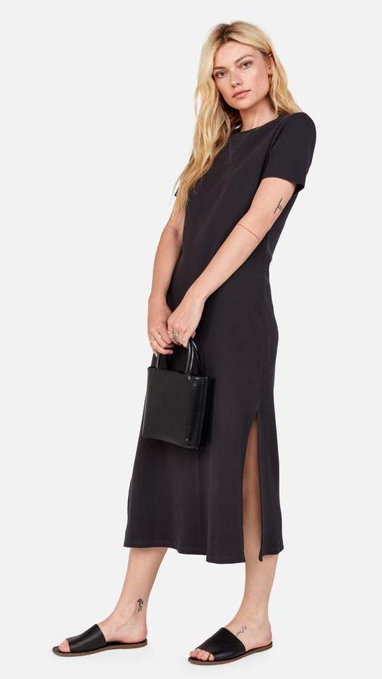 Mate the Label Layla Thermal Midi Dress in Charcoal
