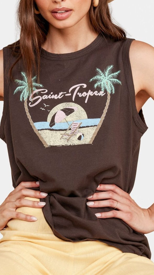 Saint Tropez Tula Tank in Black by MATE the Label