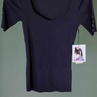 Eris Sweetheart Button Sleeve in Washed Black by Nation LTD