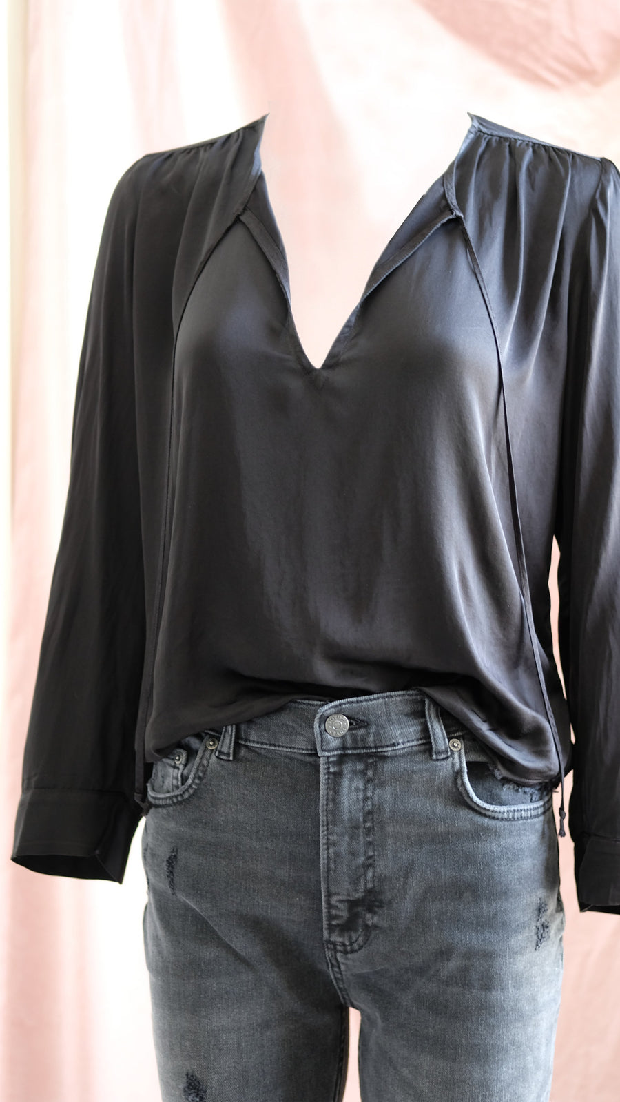 Nation LTD Maura Relaxed Tie Top in Black