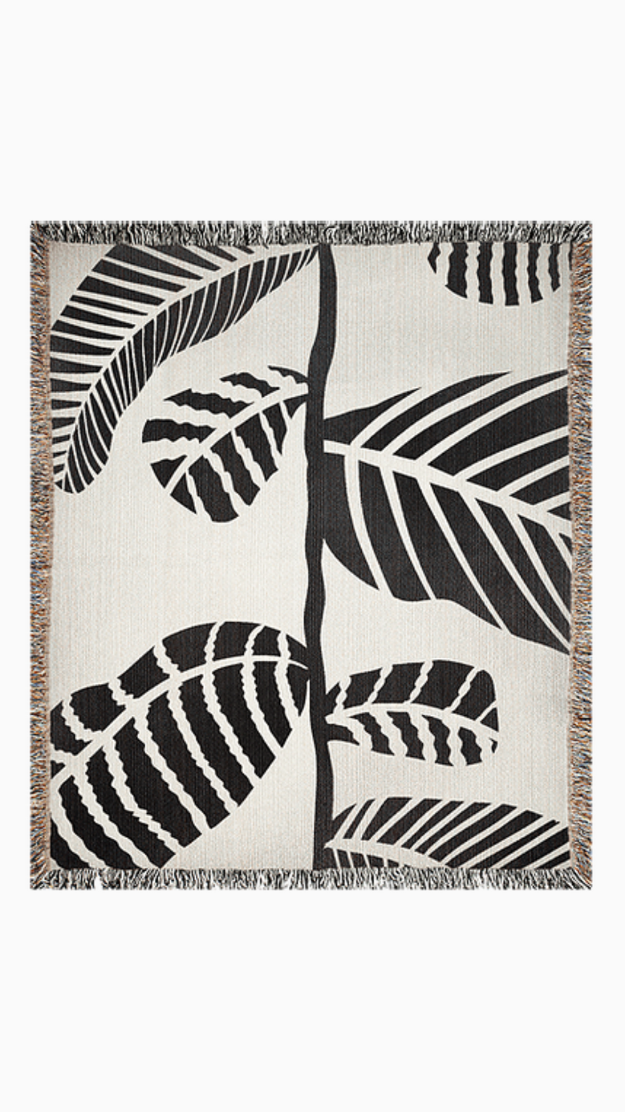 Black & White Pattern Plant Woven Blanket