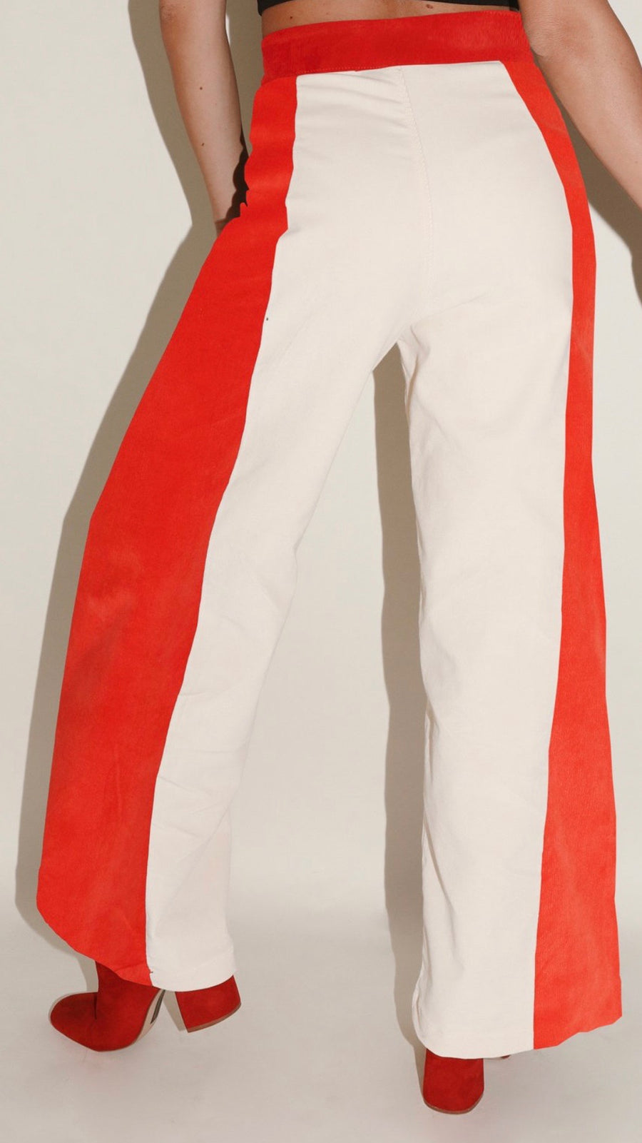 Red & Cream Woody Wide Leg Pant by Sugarhigh Lovestoned