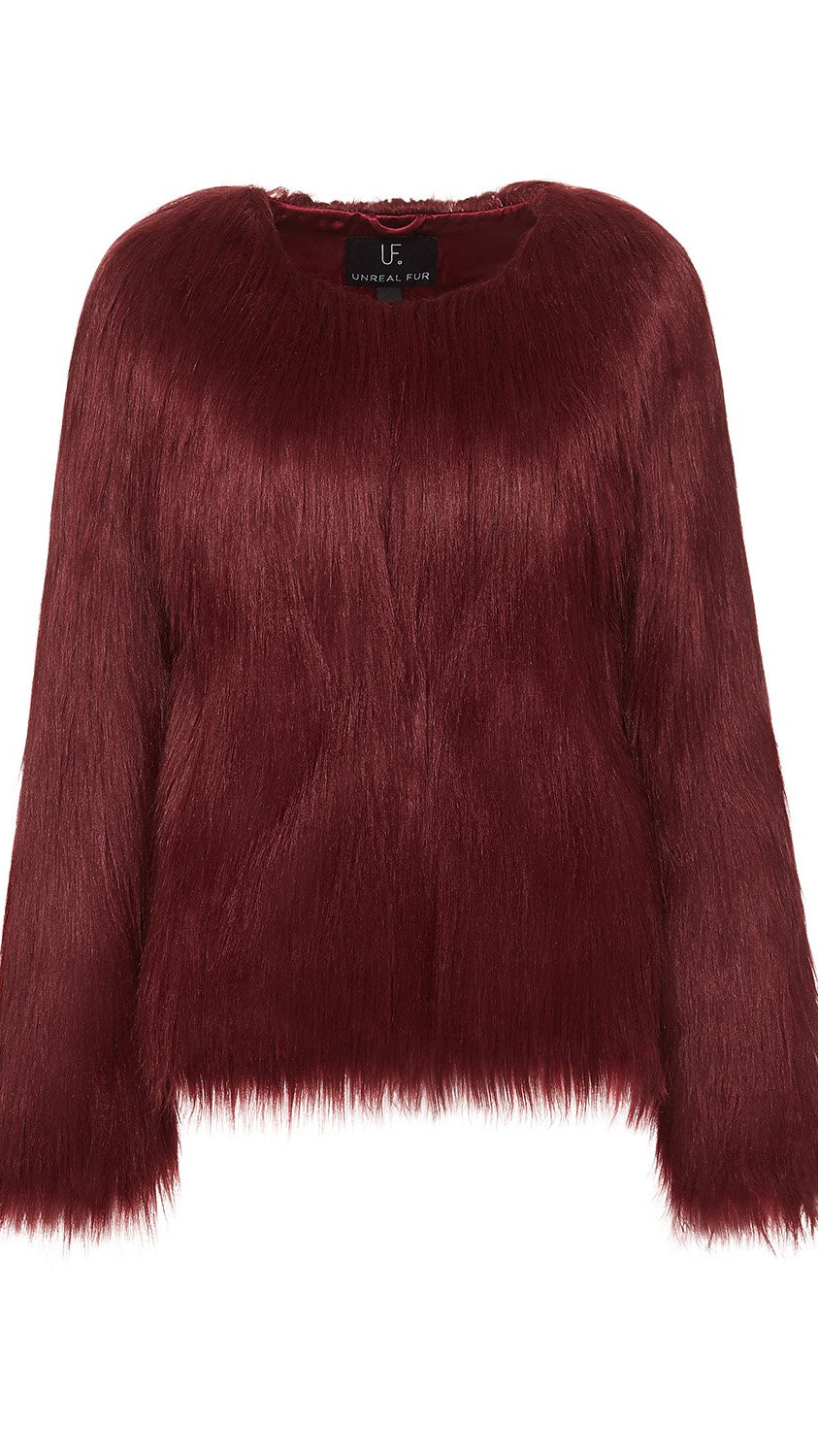 Unreal Dream Faux Fur Jacket in Burgundy by Unreal Fur