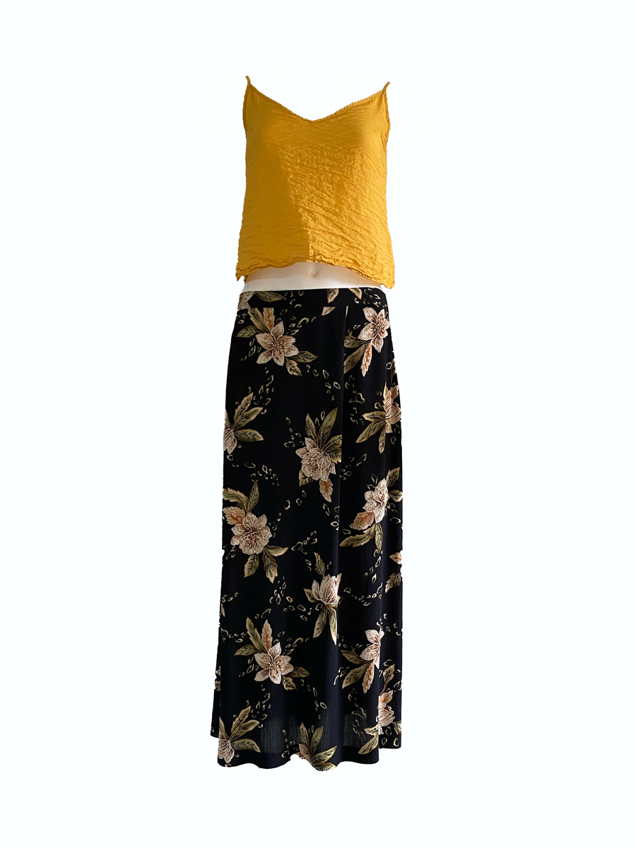 Vintage Floral Print Maxi Skirt